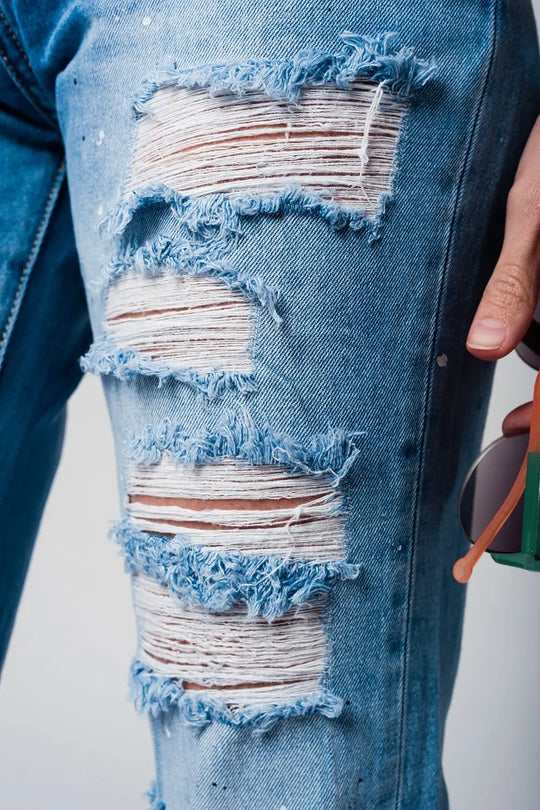 Mom jeans with extreme rips - Jeans
