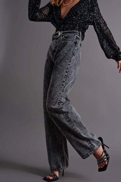 Q2 Mom jeans with high waist in black