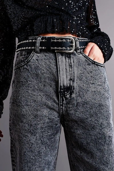 Mom jeans with high waist in black - Jeans