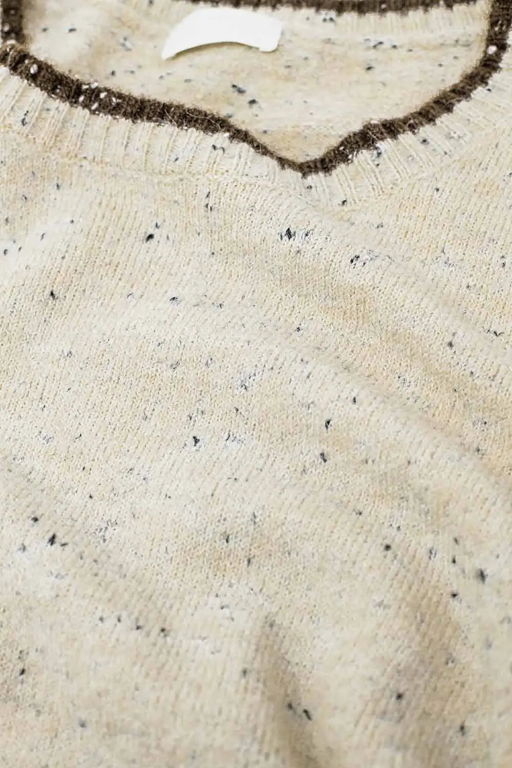 Mottled sweater with line detail in brown - Sweaters