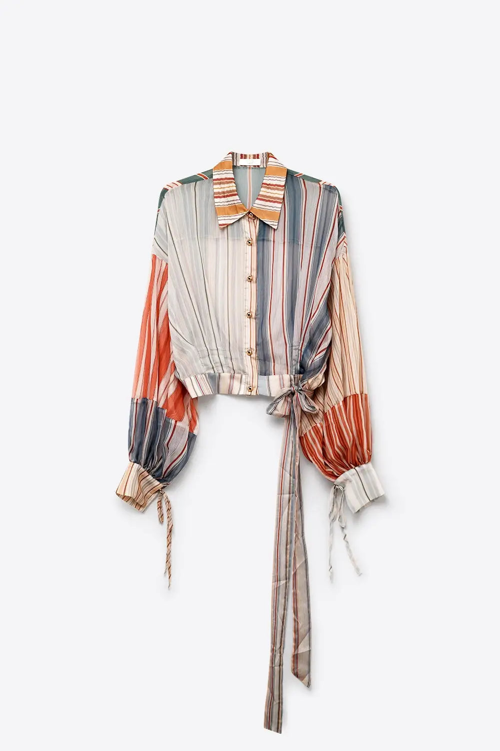 Multicolor Stripe blouse with Lightweight chiffon fabric - Shirts