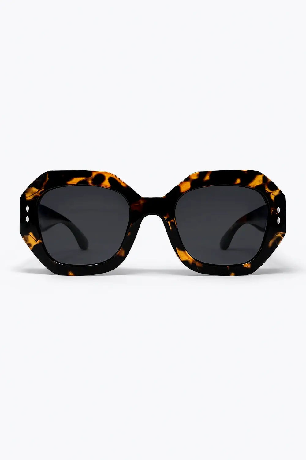 Q2 Multicolor Tortoiseshell Octagon Frame Oversize Sunglasses