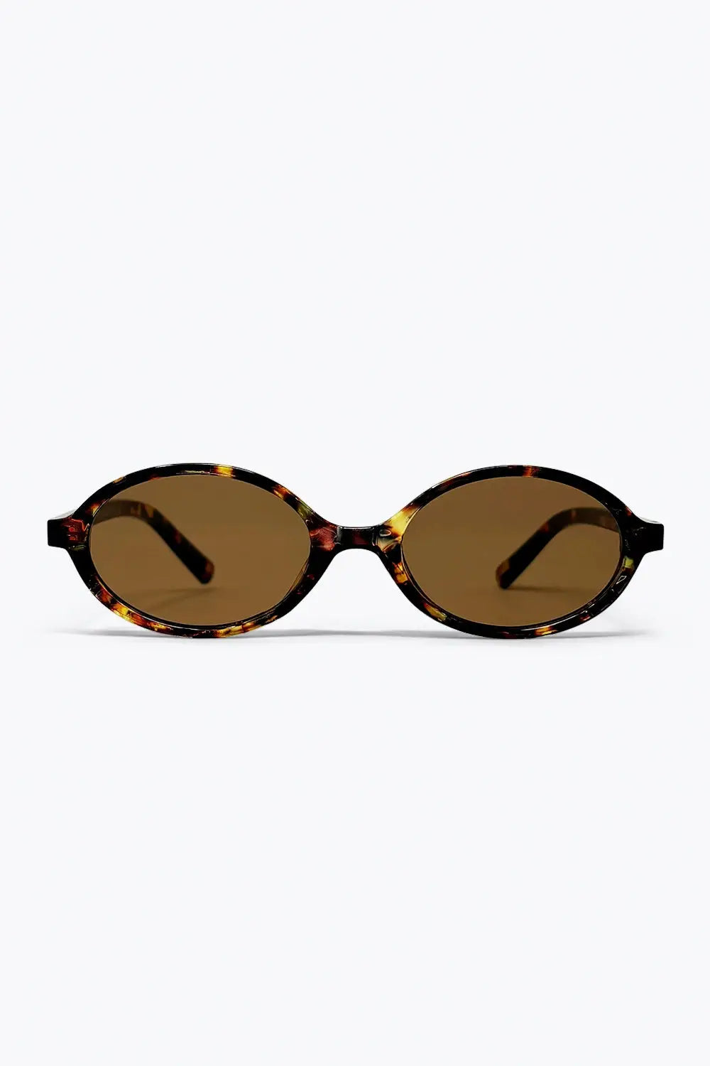 Q2 Multicolor Tortoiseshell Oval Frame Brown Lens Sunglasses