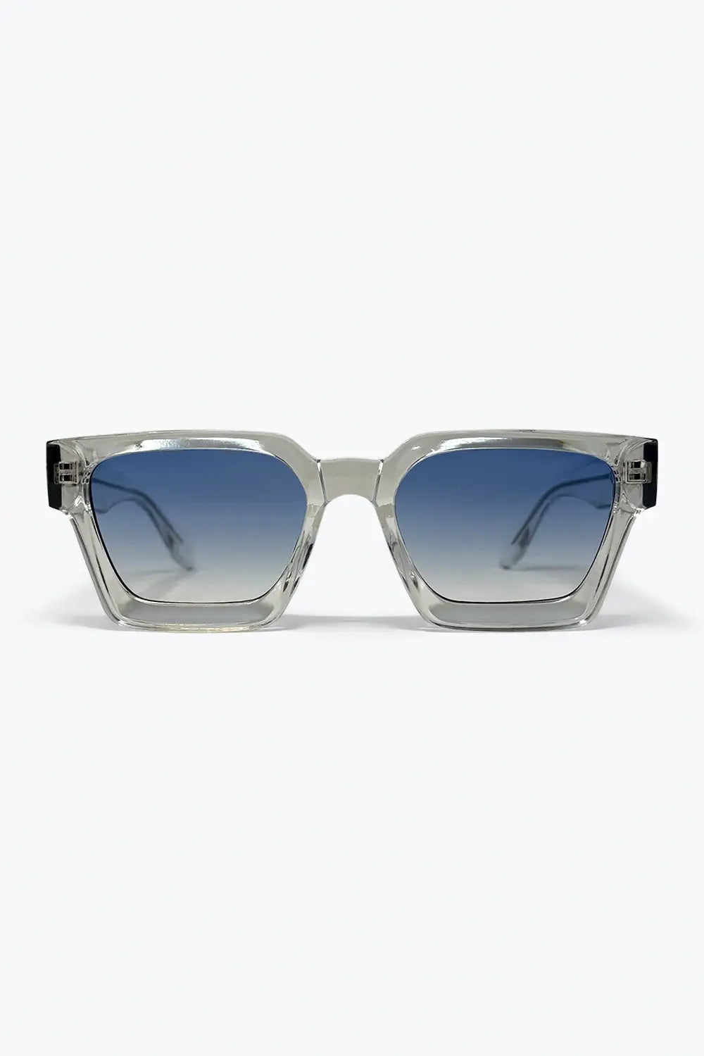 Q2 Multicolor Transparent Frame Blue Gradient Square Sunglasses