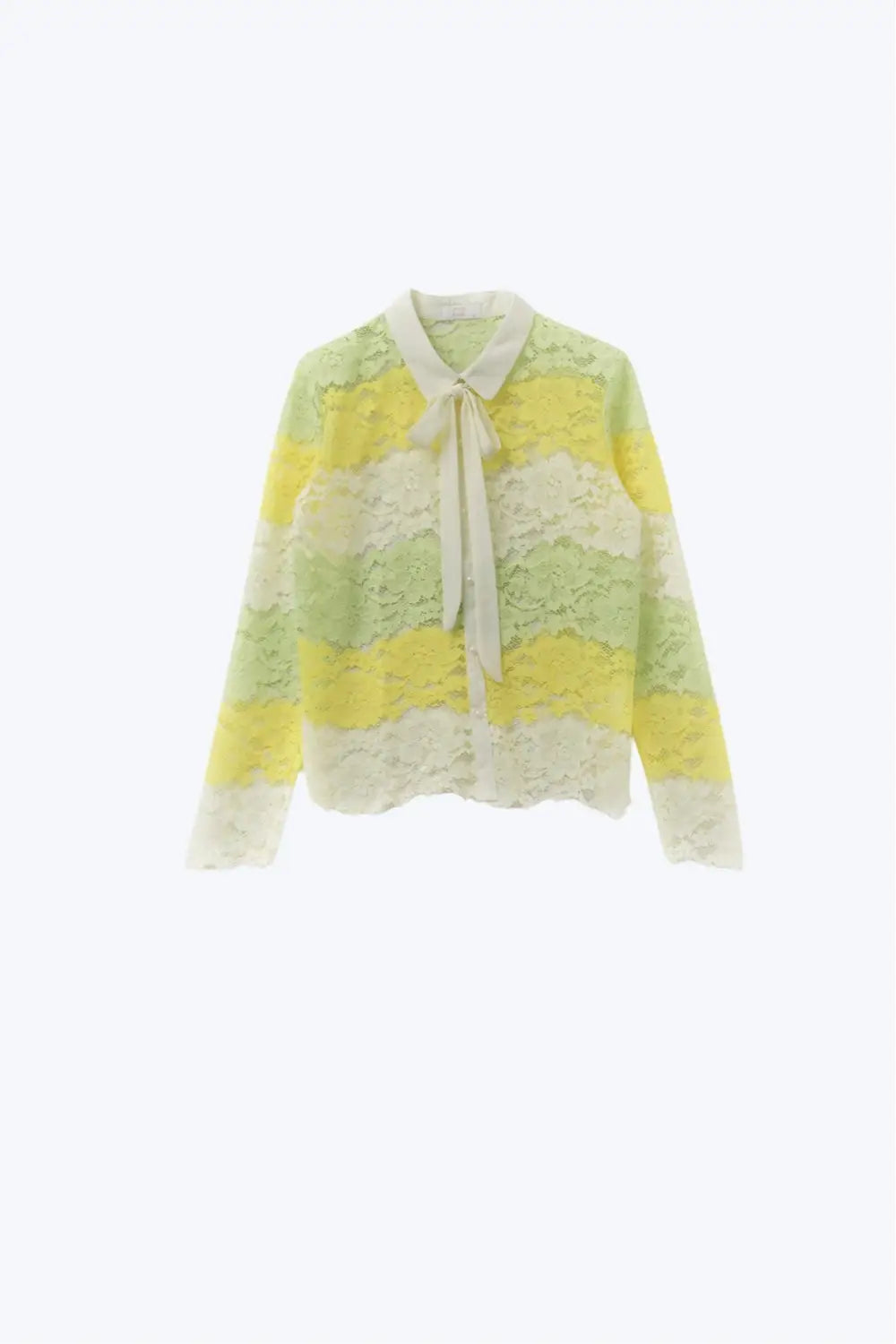Q2 Multicolored lace blouse with bow