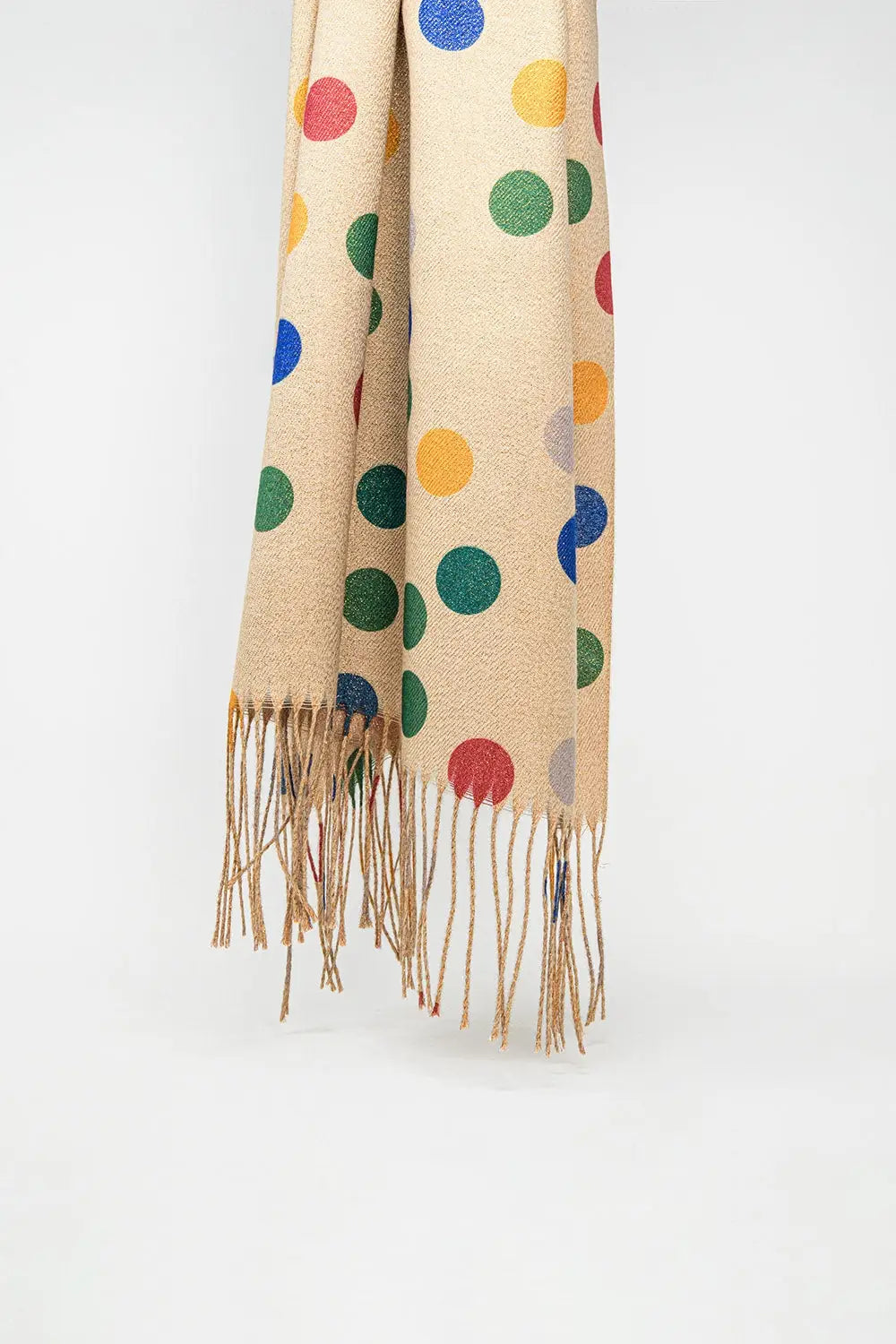 Q2 Multicolored Polka Dot soft Scarf in Beige