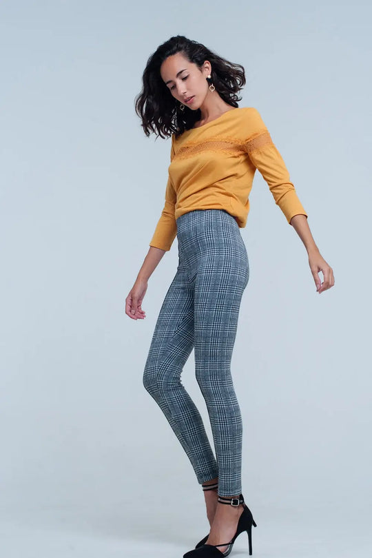 Mustard 3/4 Sleeve T-Shirt With Eyelash Trim - Tops