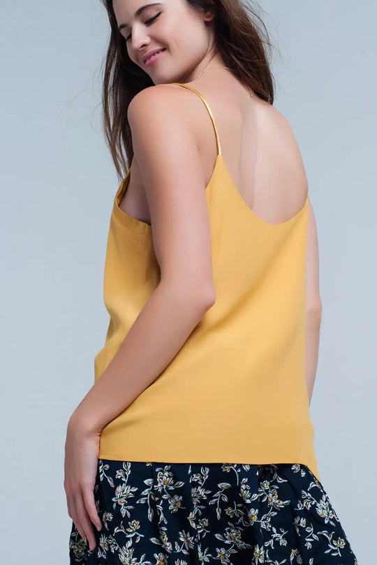 Mustard cami top with shiny pattern - Shirts