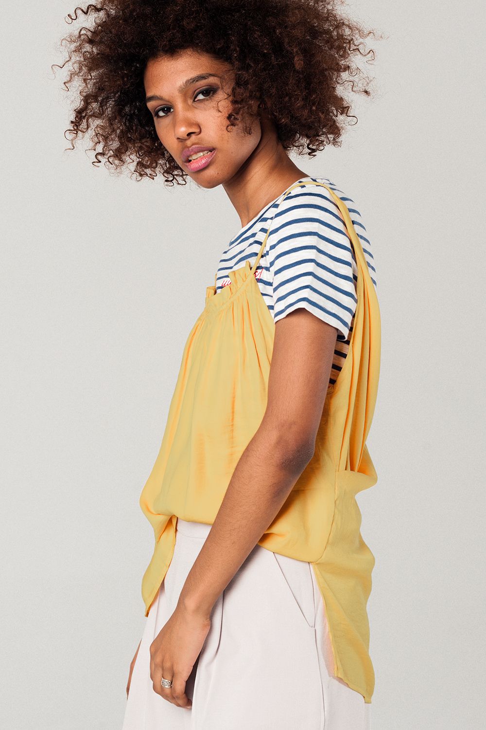 Q2 Mustard top with open back detail