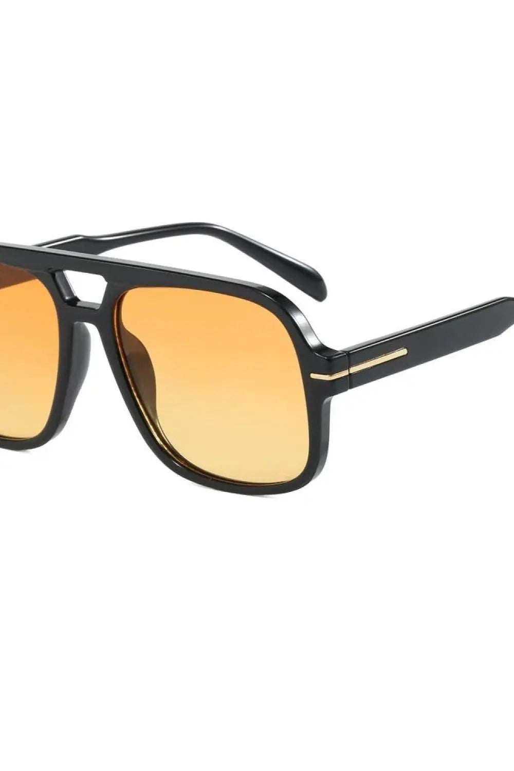 Natalie Oversized Aviator Sunglasses - Black/Amber - Sunglasses