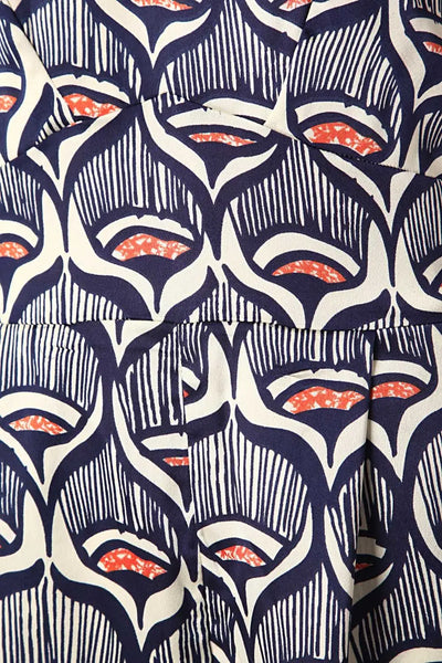 Navy blue satin printed romper - Dresses