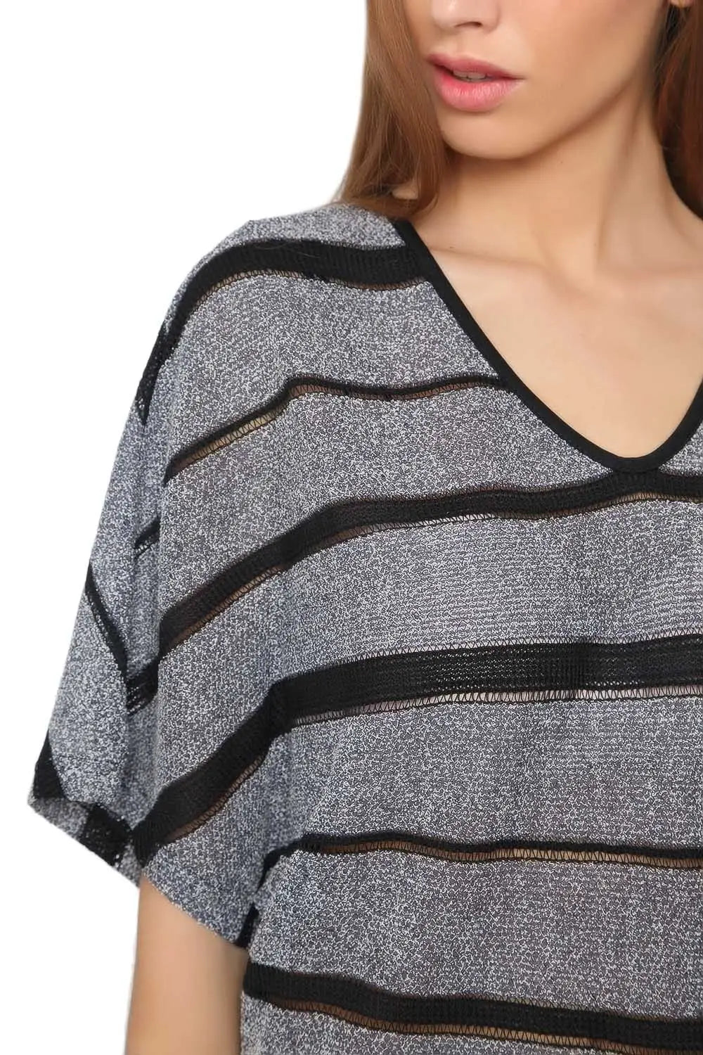 Navy blue stripe dress with cage detail - Dresses