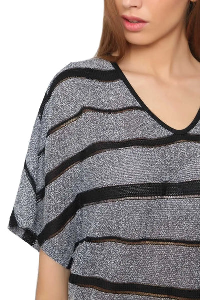 Navy blue stripe dress with cage detail - Dresses