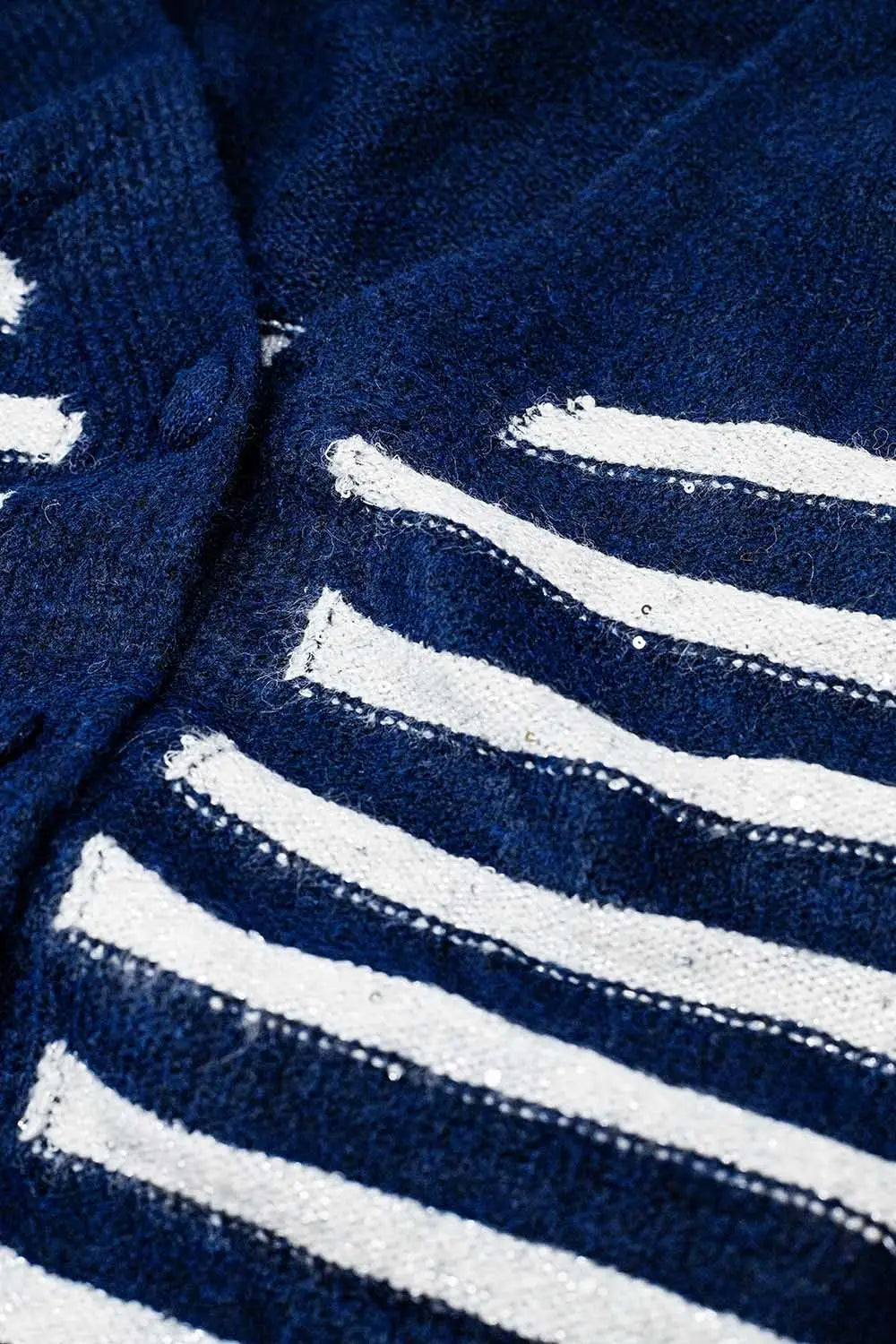 Navy cardigan with silver stripes - Sweaters