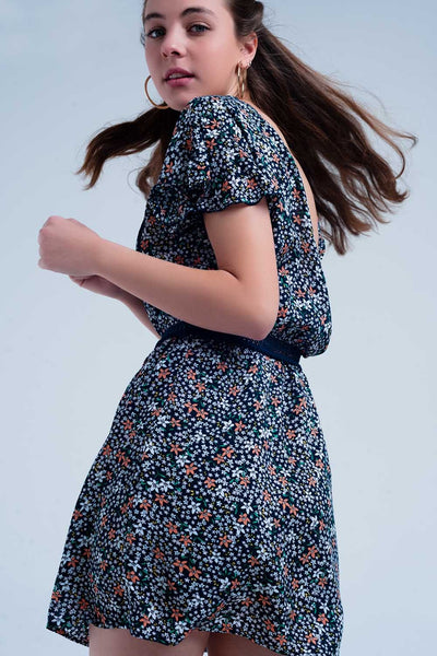 Q2 Navy dress with flower print