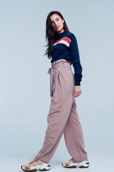 Navy Fine Knitted Sweater with Transparent Stripe - Sweaters