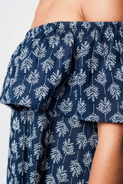 Navy off shoulder midi beach dress - Dresses