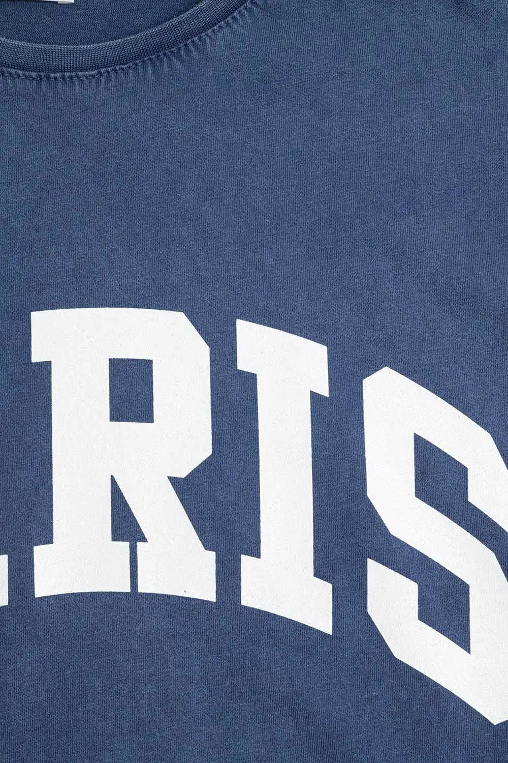 Navy Paris Relaxed T-shirt with White Letters - One Size / Blue - Tops