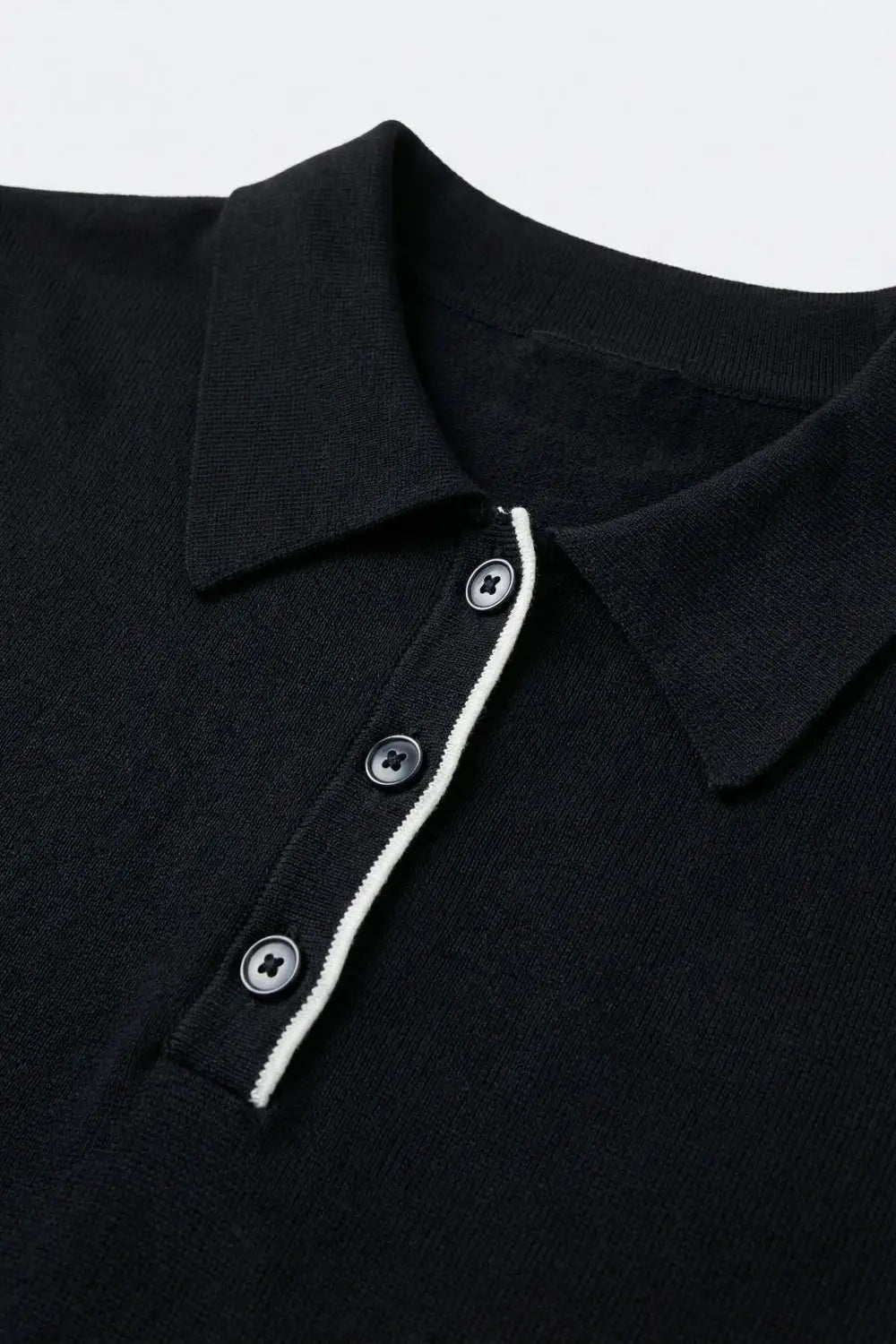 Navy Polo Shirt with White Trim and Button Detail - One Size / Blue
