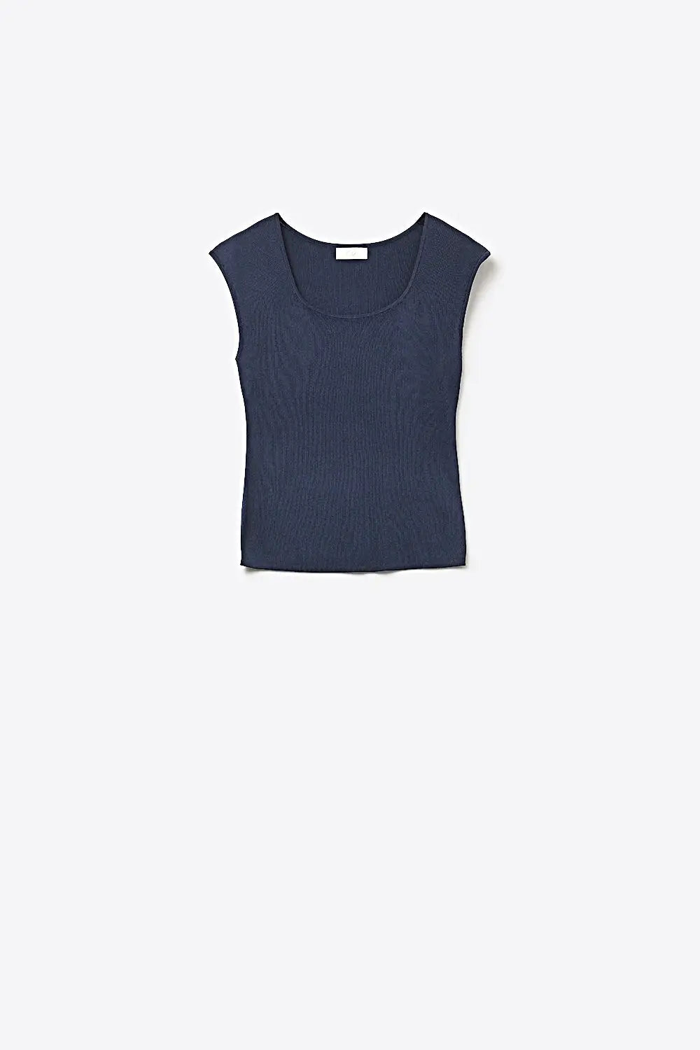 Q2 Navy Ribbed Sleeveless Knit Top for Layering