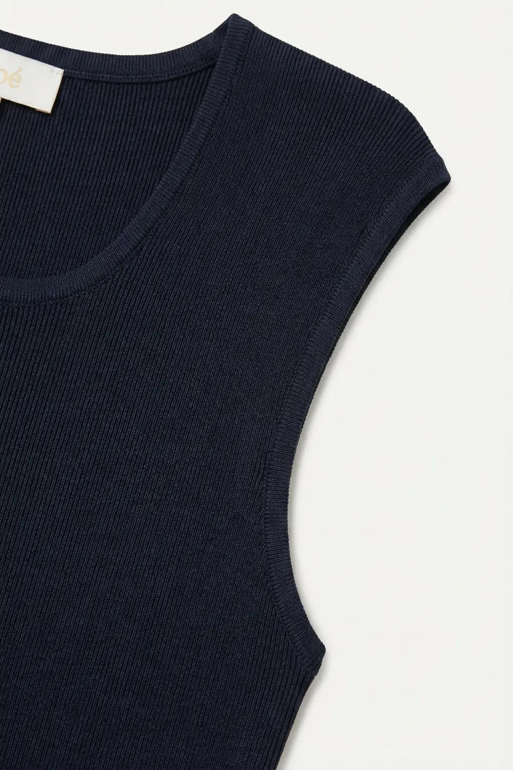 Navy Ribbed Sleeveless Knit Top for Layering - One Size / Blue