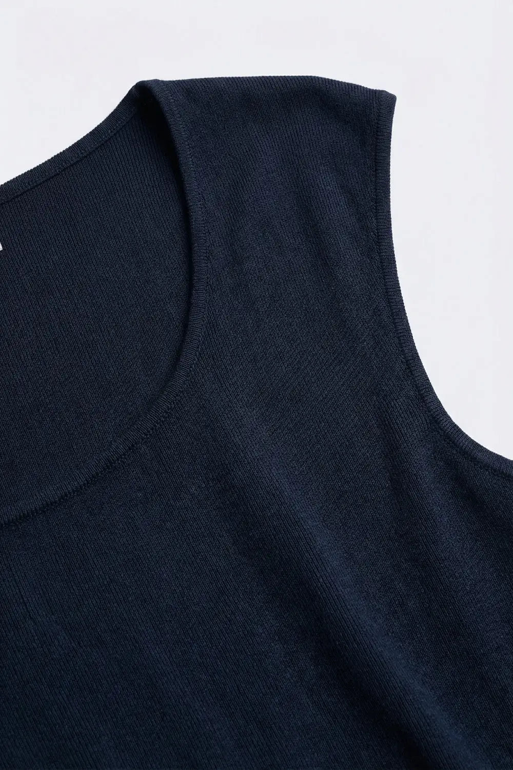 Navy Ribbed Sleeveless Knit Top for Layering - One Size / Blue
