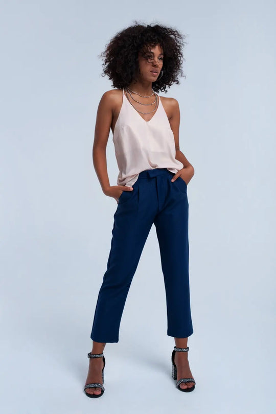 Navy shiny pants - Pants