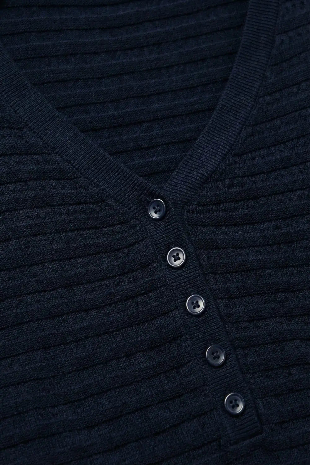 Navy Short Sleeve lightweight Knit sweater with Button Detail - One Size / Blue - Sweaters