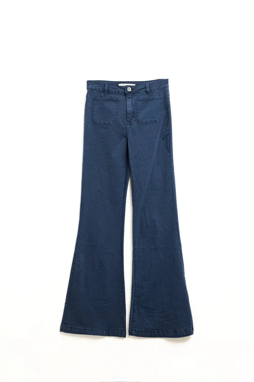 Navy Skinny Flared Jeans With Front Pocket Detail - Pants