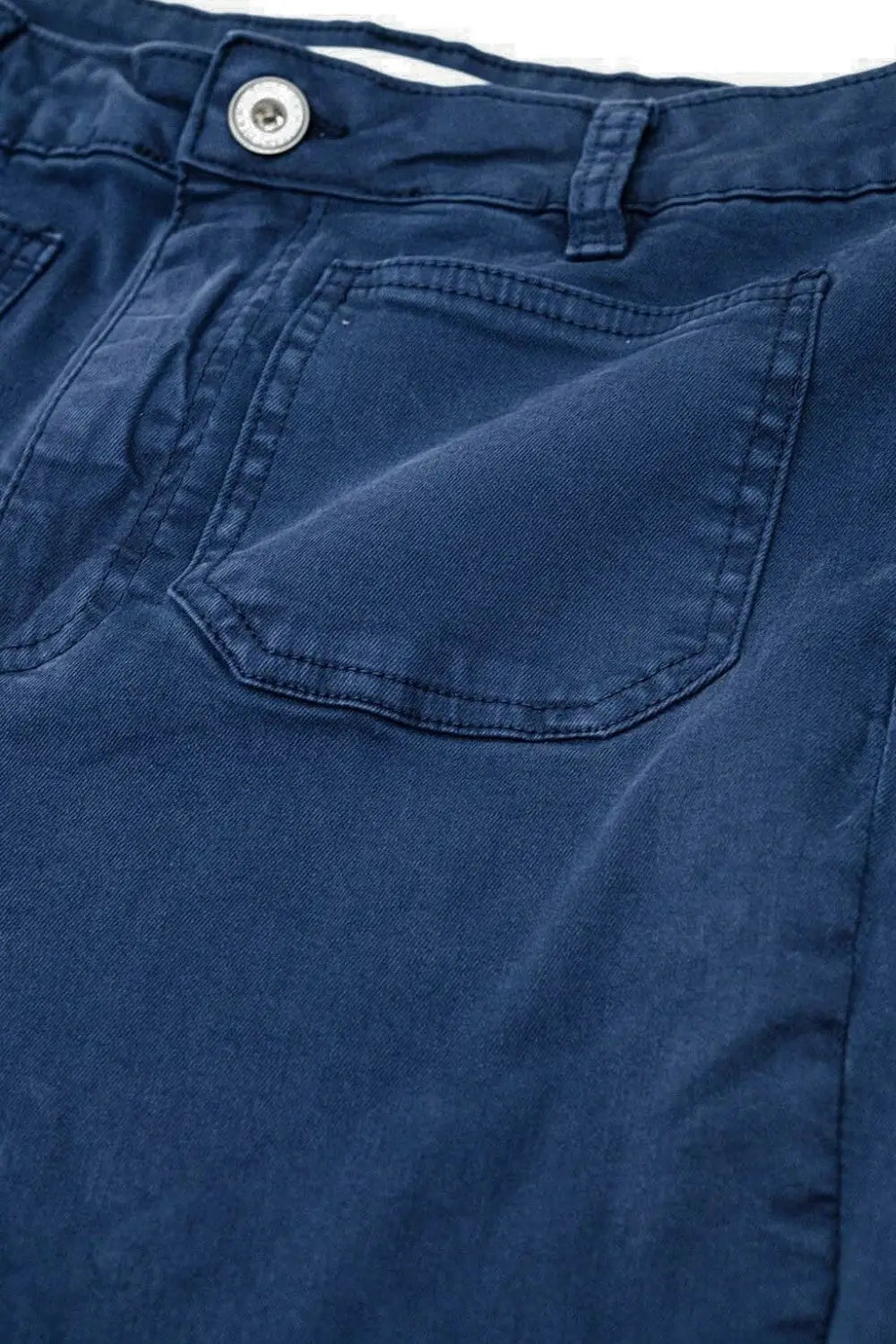 Navy Skinny Flared Jeans With Front Pocket Detail - Pants