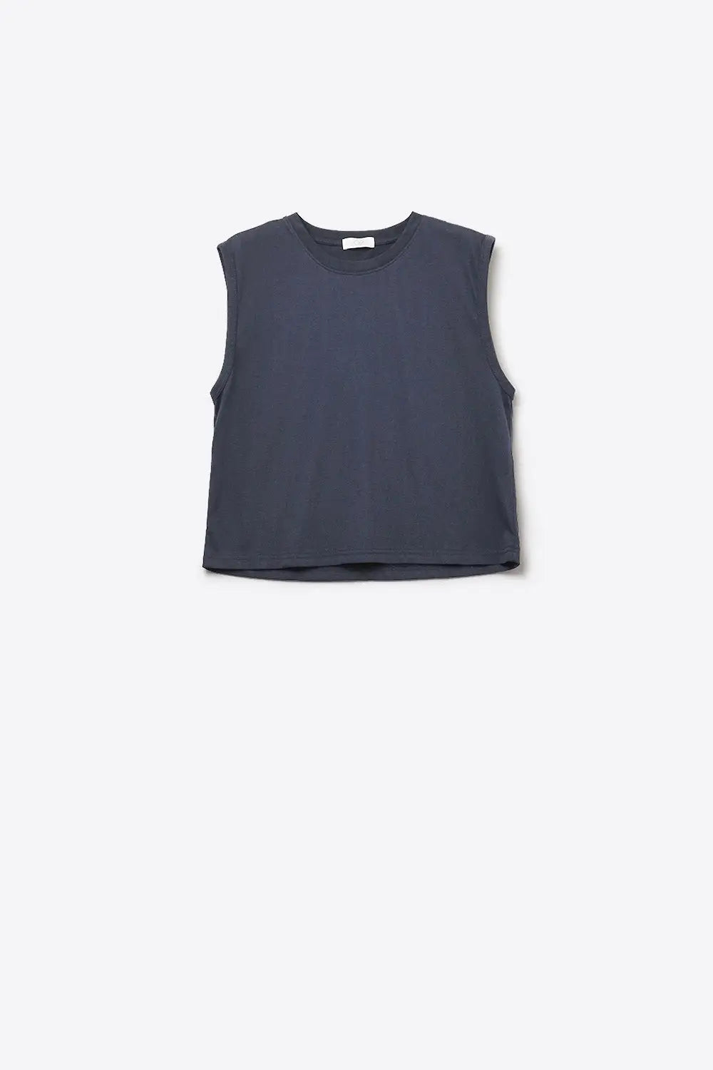 Navy Sleeveless cotton T-shirt - Tops