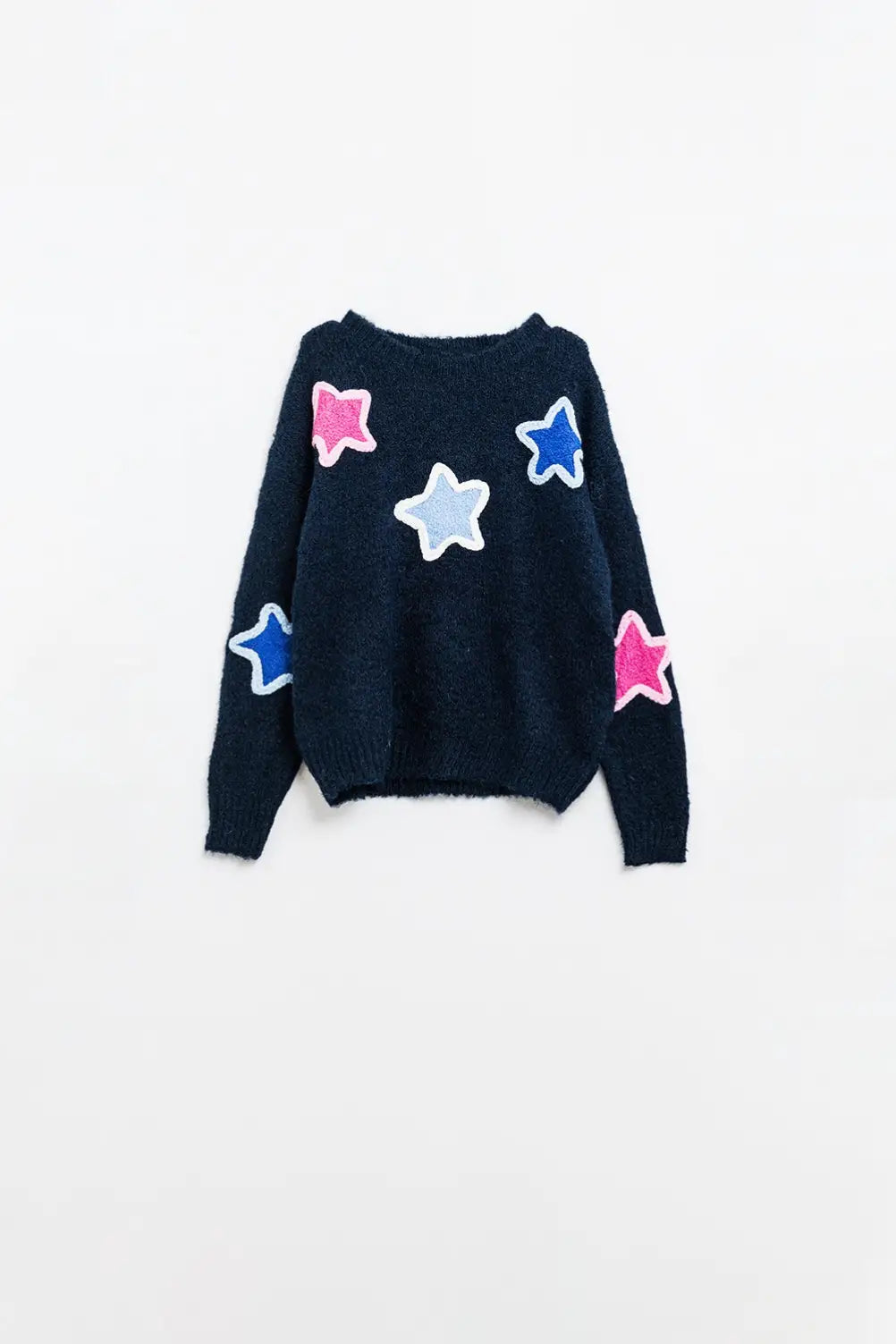 Q2 Navy sweater With Embroidered Stars