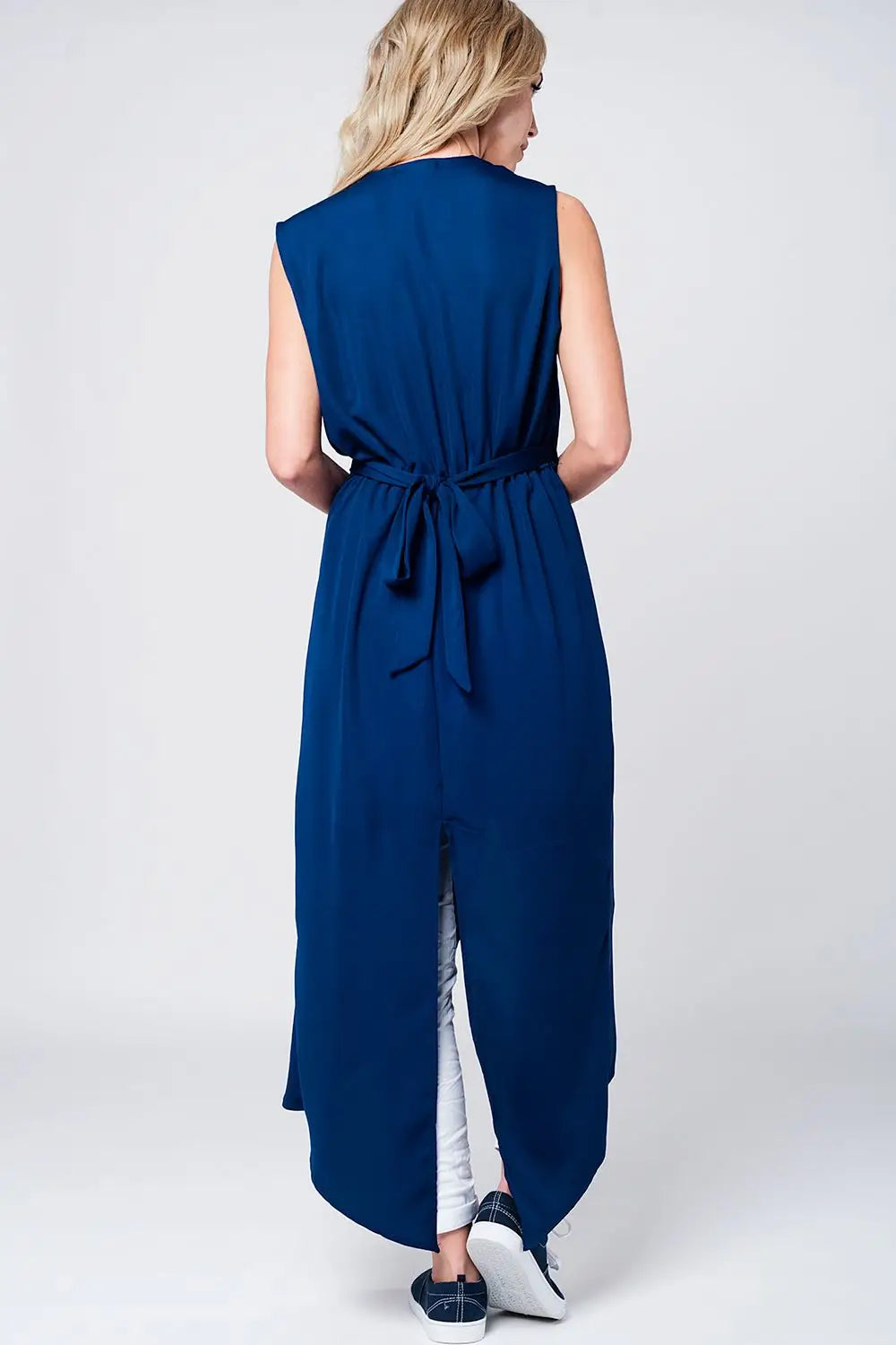 Navy tie waist maxi dress - Dresses