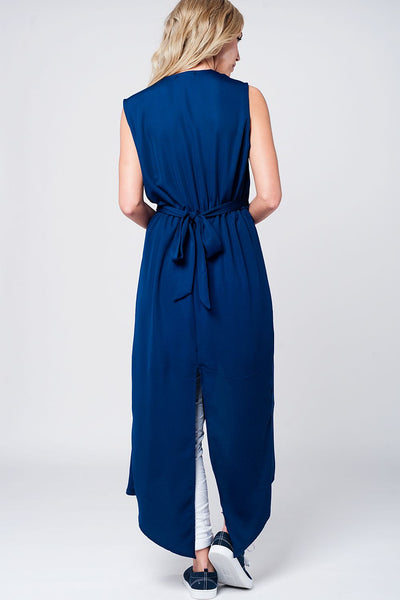 Navy tie waist maxi dress