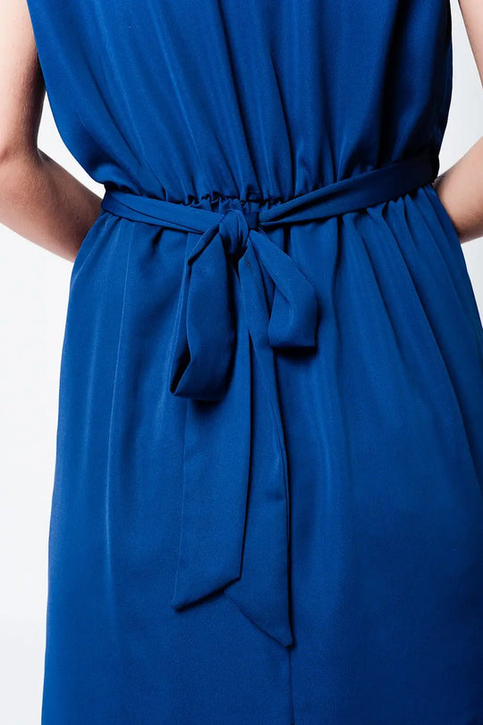 Navy tie waist maxi dress - Dresses