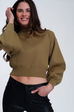 Q2 Neck crop jumper in green