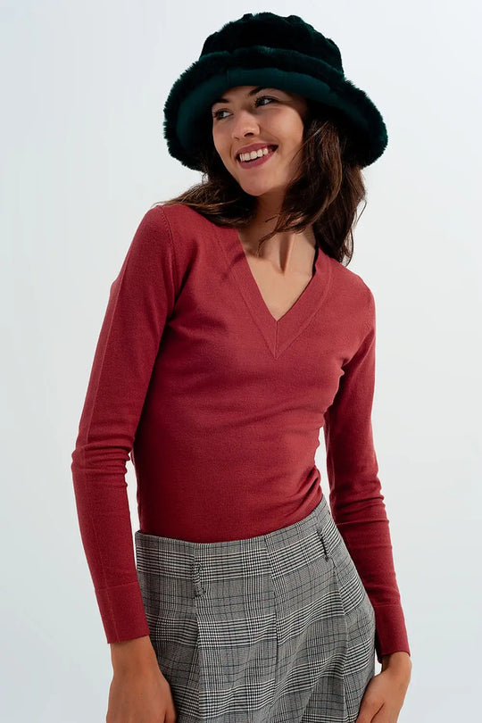 Neck jumper in rust - Sweaters