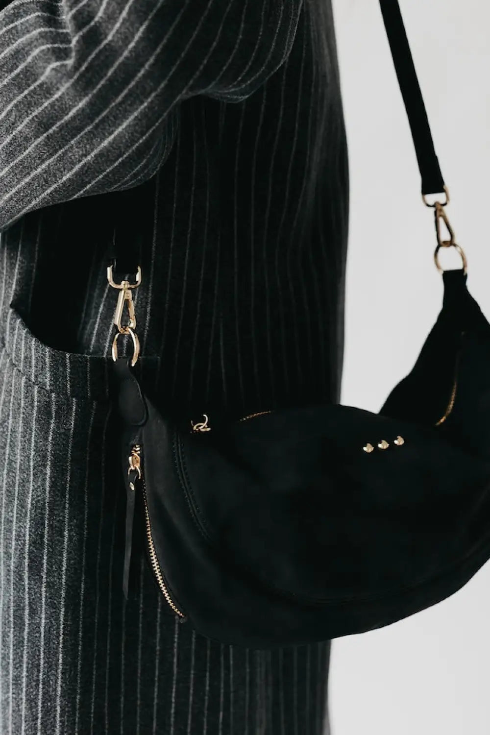 Netty Nubuck Crossbody - Black - Crossbody Bag