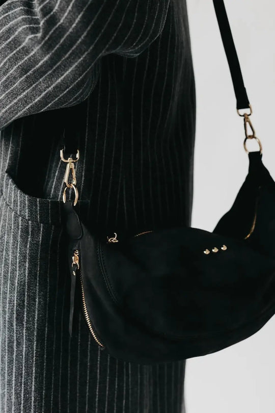 Netty Nubuck Crossbody - Black - Crossbody Bag