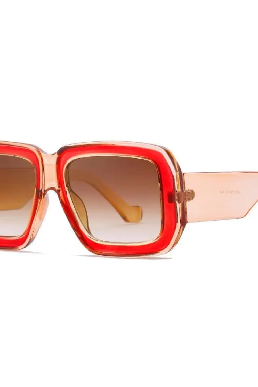 Nicolette Retro Oversized Square Sunglasses - Peach/Red/Peach Lens - Sunglasses