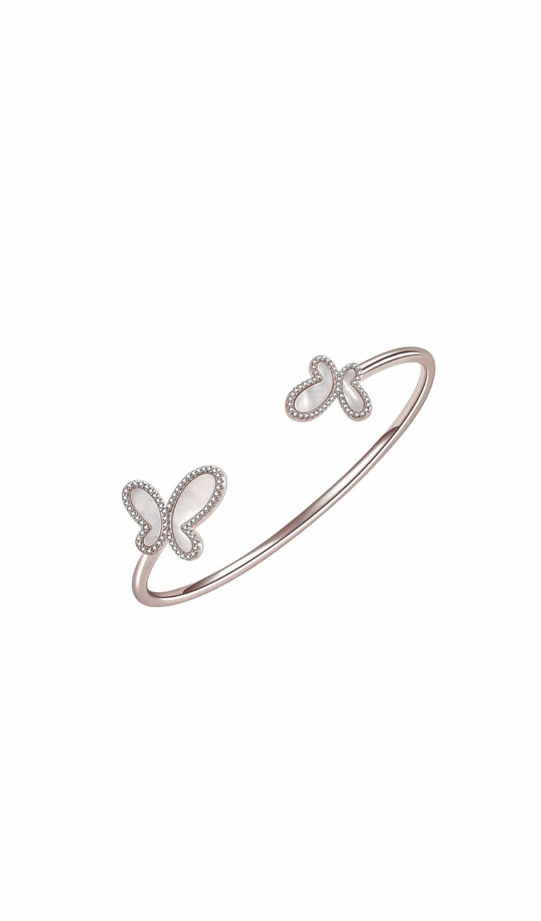 18K Rose Gold &amp; CZ Encrusted Mother Of Pearl Butterfly Women&