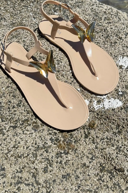 ALIANA Black Gel Beach Sandals
