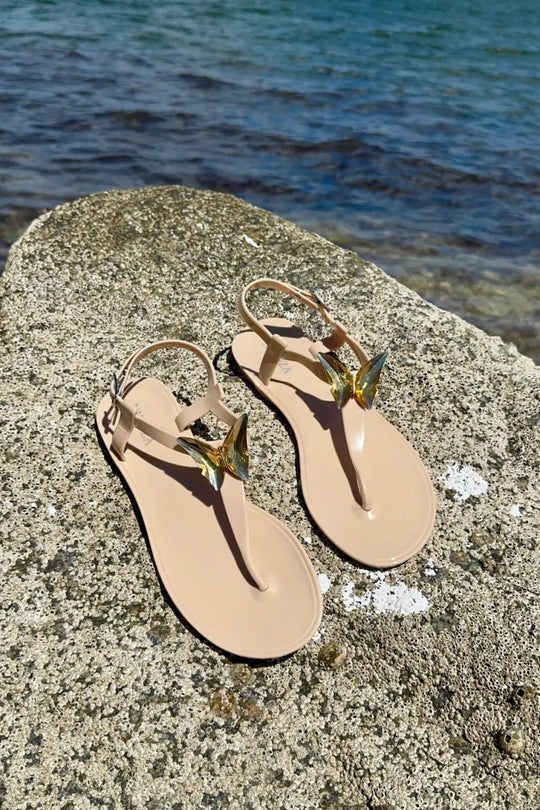 ALIANA Black Gel Beach Sandals