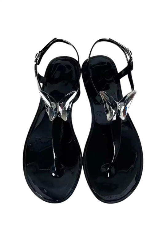 ALIANA Black Gel Beach Sandals