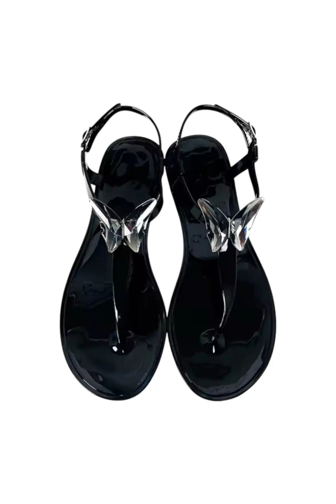 ALIANA Clear Gel Beach Sandals - Black / 6 - shoes