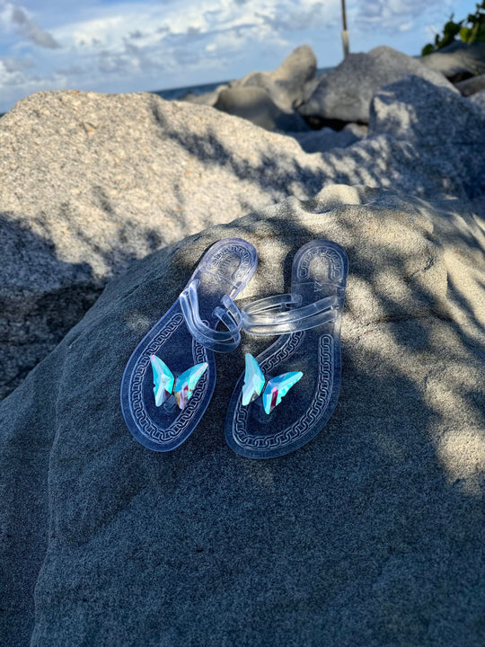 NINA black gel beach sandals