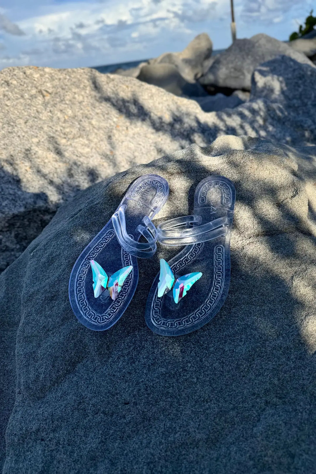 NINA black gel beach sandals - Clear / 6 - shoes