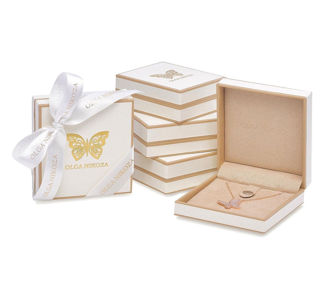 Mother of Pearl w/ 18k Gold &amp; Cubic Zirconia Butterfly Necklace Jewelry