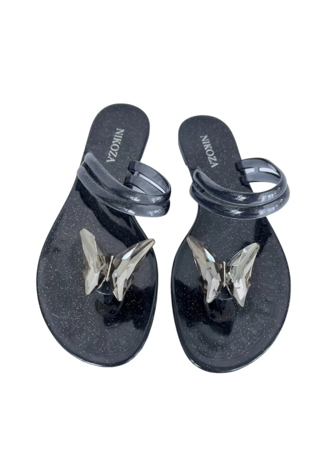NINA black gel beach sandals - Black / 6 - shoes