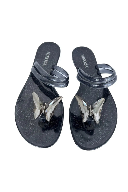 NINA black gel beach sandals - Black / 6 - shoes